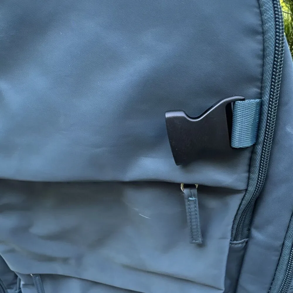 Padded Water Resistant USB Charging Port Blue Polyester Laptop Backpack 15